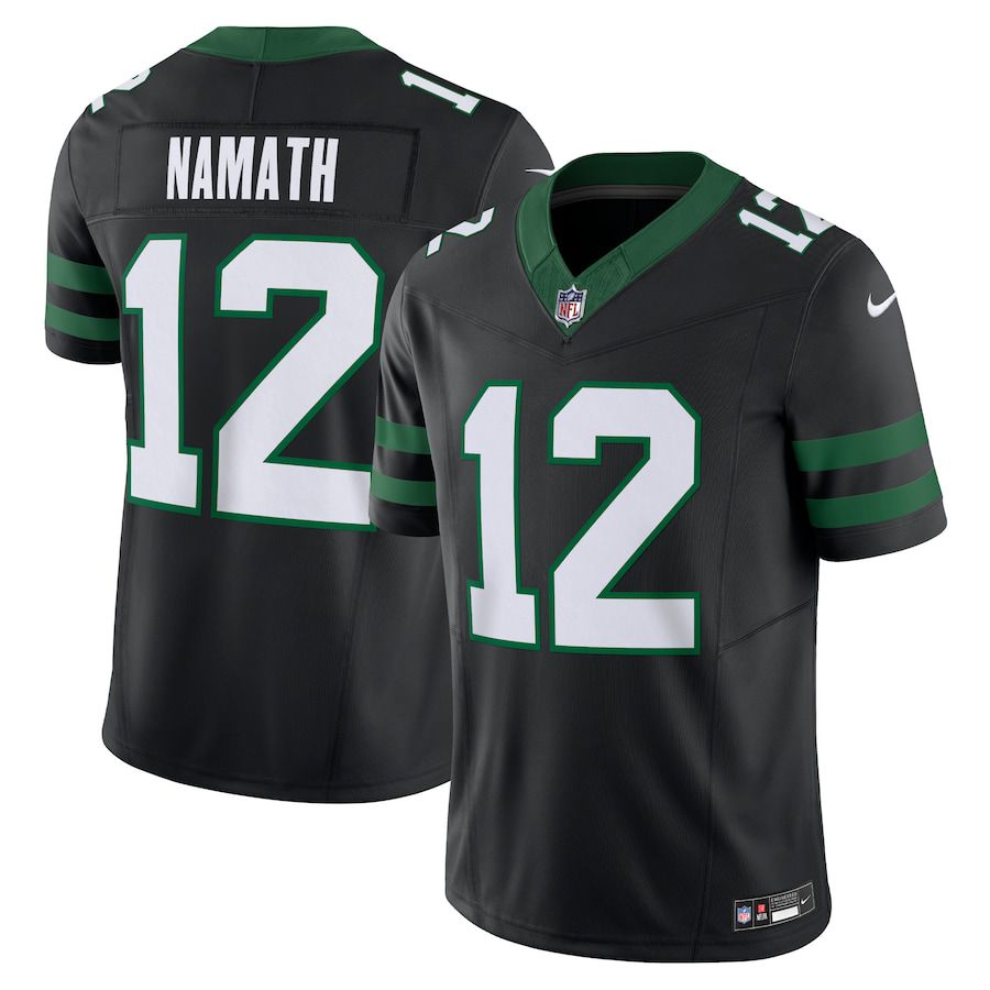 Men New York Jets #12 Joe Namath Nike Legacy Black Alternate Vapor F.U.S.E. Limited NFL Jersey->->NFL Jersey